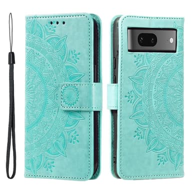SKALO Google Pixel 9/9 Pro Mandala lompakkokotelo - Turkoosi
