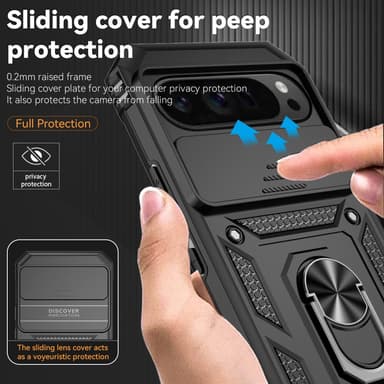 SKALO Google Pixel 9 Pro XL Armor hybridi metallirengas kameran liukusäädin - Musta