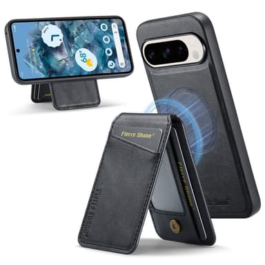 FIERRE SHANN Google Pixel 9/9 Pro 025-series Kuori+Lompakko - Musta