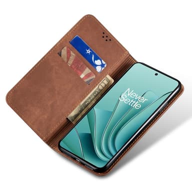 SKALO OnePlus Nord 4 Jeans Lompakkokotelo - Ruskea