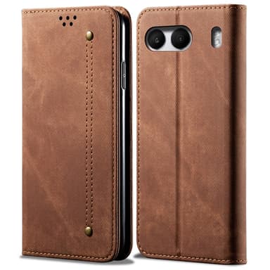 SKALO OnePlus Nord 4 Jeans Lompakkokotelo - Ruskea