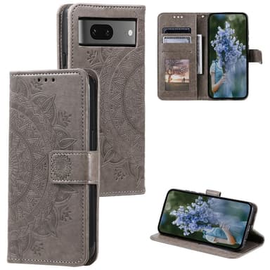 SKALO Google Pixel 9/9 Pro Mandala lompakkokotelo - Harmaa