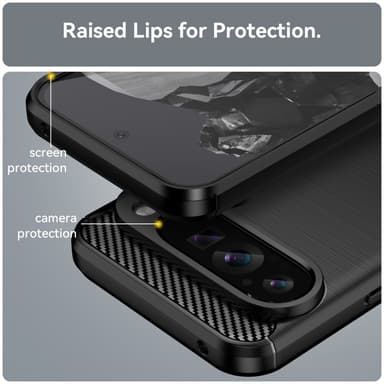 SKALO Google Pixel 9 Pro XL Armor Carbon Iskunkestävä TPU suojakuori - Musta