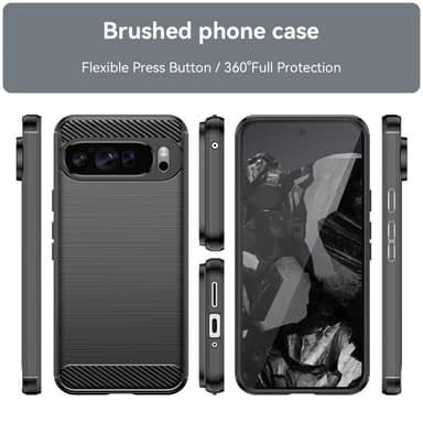 SKALO Google Pixel 9 Pro XL Armor Carbon Iskunkestävä TPU suojakuori - Musta