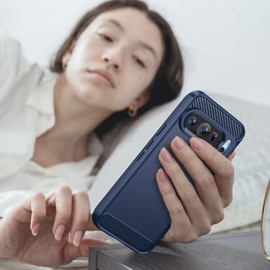SKALO Google Pixel 9/9 Pro Armor Carbon Iskunkestävä TPU suojakuori - Sininen