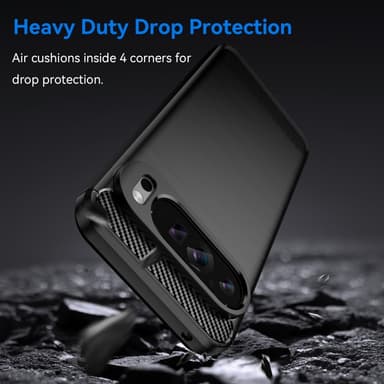 SKALO Google Pixel 9 Pro XL Armor Carbon Iskunkestävä TPU suojakuori - Musta