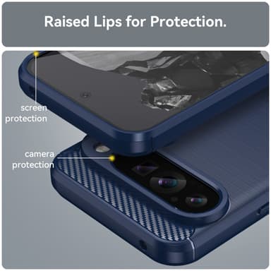SKALO Google Pixel 9 Pro XL Armor Carbon Iskunkestävä TPU suojakuori - Sininen