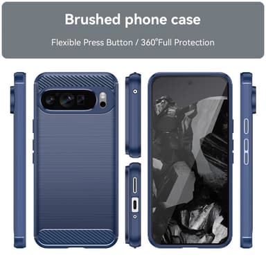 SKALO Google Pixel 9 Pro XL Armor Carbon Iskunkestävä TPU suojakuori - Sininen