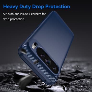 SKALO Google Pixel 9 Pro XL Armor Carbon Iskunkestävä TPU suojakuori - Sininen
