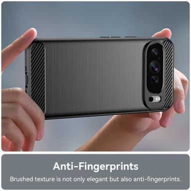 SKALO Google Pixel 9 Pro XL Armor Carbon Iskunkestävä TPU suojakuori - Musta