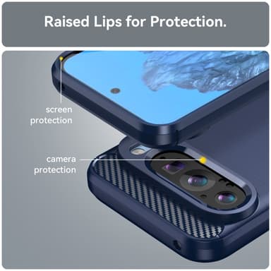 SKALO Google Pixel 9/9 Pro Armor Carbon Iskunkestävä TPU suojakuori - Sininen