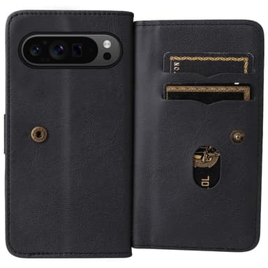 SKALO Google Pixel 9 Pro XL 10-lokeroa Lompakkokotelo - Musta