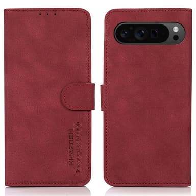 SKALO Google Pixel 9 Pro XL KHAZNEH Lompakkokotelo PU-nahasta - Punainen