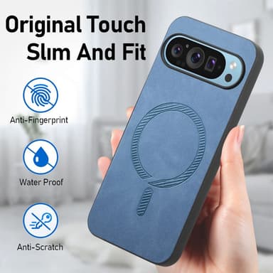 SKALO Google Pixel 9/9 Pro PU Nahka Hybrid Suojakuori - Sininen