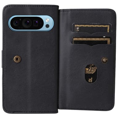SKALO Google Pixel 9/9 Pro 10-lokeroa Lompakkokotelo - Musta