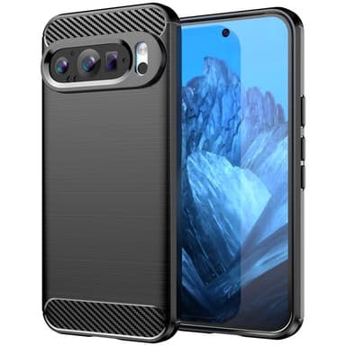 SKALO Google Pixel 9/9 Pro Armor Carbon Iskunkestävä TPU suojakuori - Musta