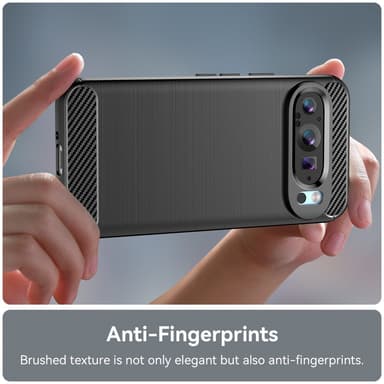 SKALO Google Pixel 9/9 Pro Armor Carbon Iskunkestävä TPU suojakuori - Musta
