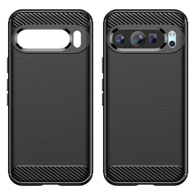 SKALO Google Pixel 9/9 Pro Armor Carbon Iskunkestävä TPU suojakuori - Musta