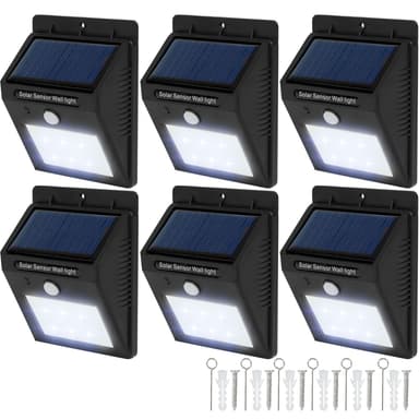 6 LED aurinko seinävalot liiketunnistimella -
