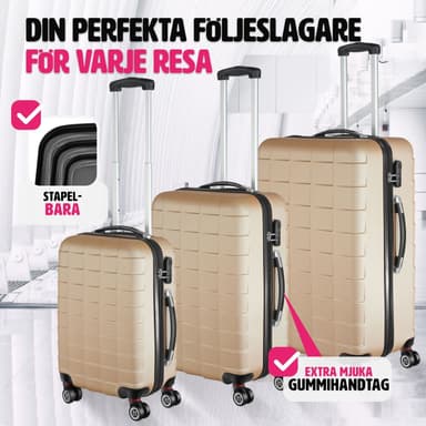 Matkalaukkusetti 3-osainen kovakuorinen - samppanja