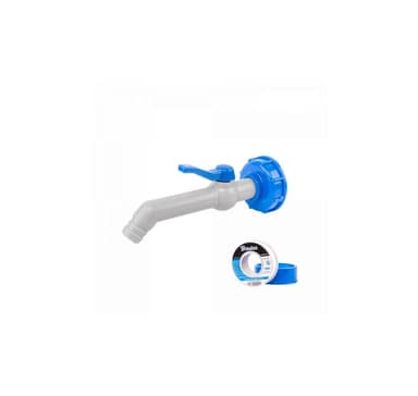 Sarja - PP 45° hana IBCS60x6 adapterilla 19mm letkulle PTFE-teipillä