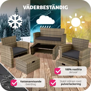 Rottinki puutarhakalusteet Modena suojapeitteellä (3+2+1) - luonto