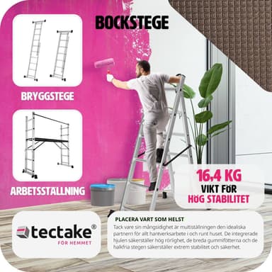 Alumiiniset monikäyttöiset tikkaat telineineen -