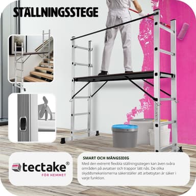 Alumiiniset monikäyttöiset tikkaat telineineen -