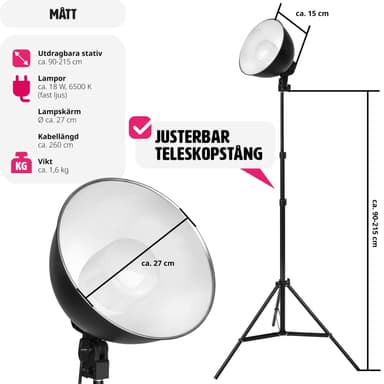 2x kuvausvalo digitaalisia ja analogisia valokuvia varten -