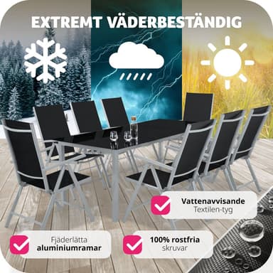Taitettavat alumiiniset puutarhatuolit (8 kpl) - hopea