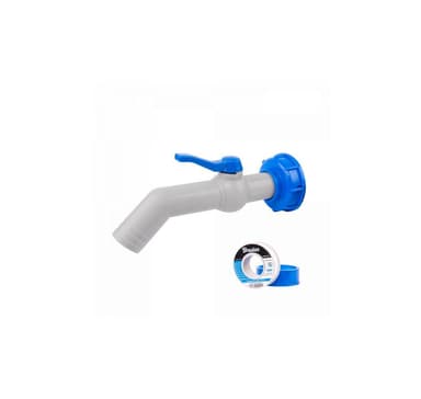 Sarja - PP 45° hana IBCS60x6 adapterilla 25mm letkulle PTFE-teipillä