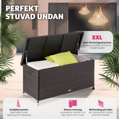 Puutarhan säilytyslaatikko Kiruna - Ulkokalusteiden tyynyjen säilytys 120x55x61.5cm, 270l - ruskea