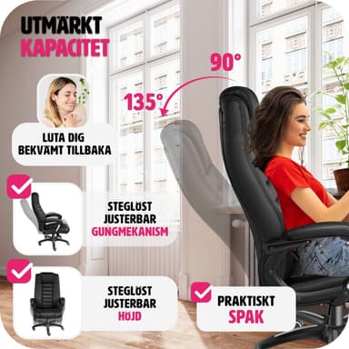 Ylellinen toimistotuoli keinonahkaa - musta