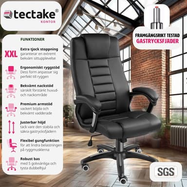 Ylellinen toimistotuoli keinonahkaa - musta