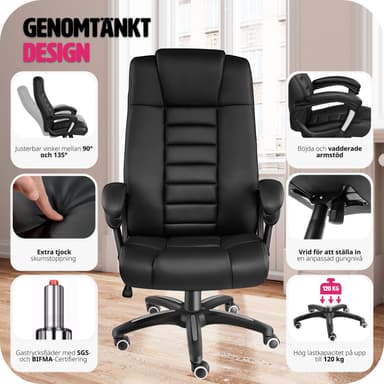 Ylellinen toimistotuoli keinonahkaa - musta