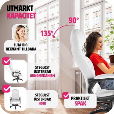 Ylellinen toimistotuoli keinonahkaa - valkoinen
