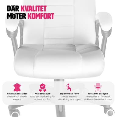 Ylellinen toimistotuoli keinonahkaa - valkoinen