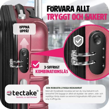 Matkalaukkusetti 4-osainen kevyt kovakantinen matkalaukku - viininpunainen