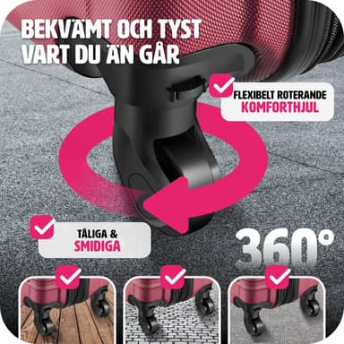 Matkalaukkusetti 4-osainen kevyt kovakantinen matkalaukku - viininpunainen