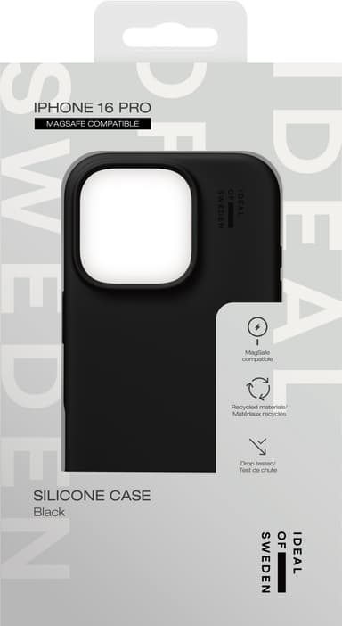 iDeal of Sweden Silicone iPhone 16 Pro suojakuori (musta)