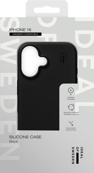 iDeal of Sweden Silicone iPhone 16 suojakuori (musta)