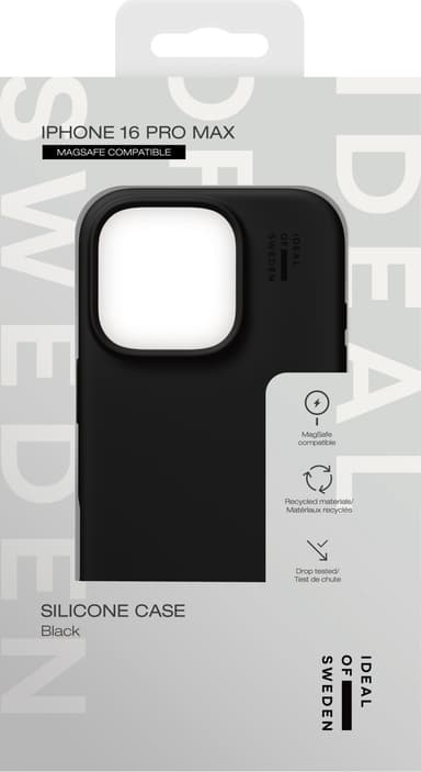 iDeal of Sweden Silicone iPhone 16 Pro Max suojakuori (musta)