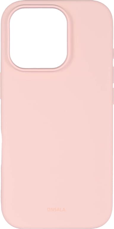 Onsala iPhone 16 Pro silikonikuori (liitunpinkki)
