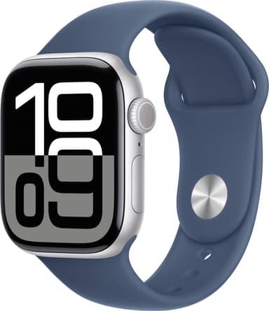 Apple Watch S10 46mm GPS (hopea alum./farkunsininen Sport Band) S/M