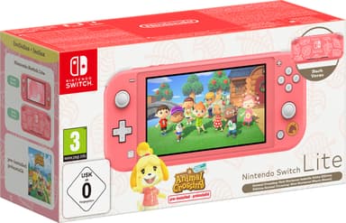Nintendo Switch Lite pelikonsoli (koralli, mukana Animal Crossing)