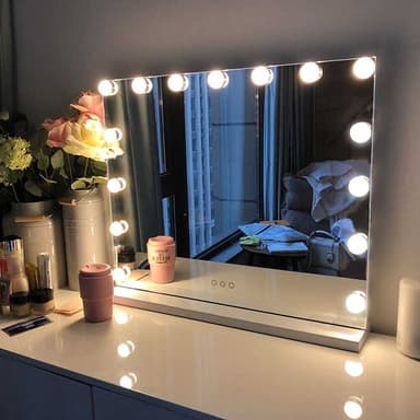 UNIQ XL Luksus Hollywood Meikkipeili Valolla - 15 LED-lamppua ja Kosketustoiminto - Valkoinen