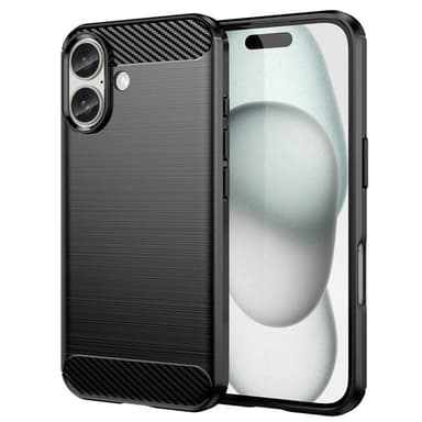 Harjattu TPU kuori iPhone 16 Plus - Musta