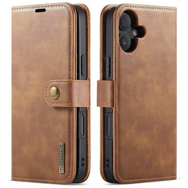 Lompakkokotelo DG-Ming 2i1 iPhone 16 Plus - Ruskea
