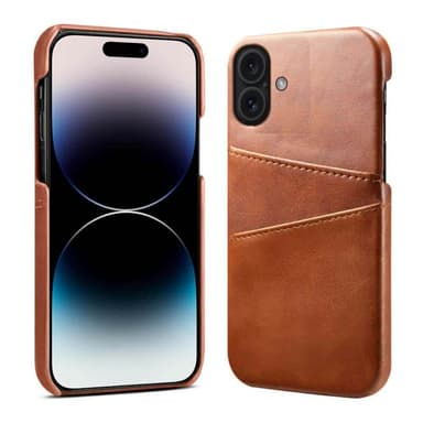 Retro kuori korttipaikoilla iPhone 16 Plus - Ruskea