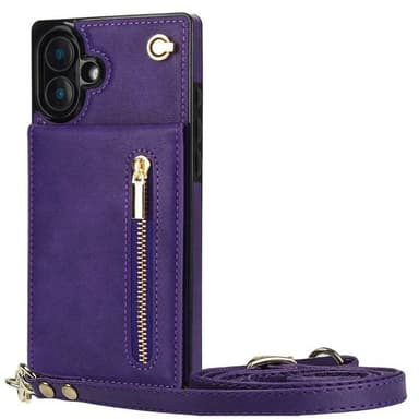 Zipper kaulakorukuori iPhone 16 Plus - Violetti